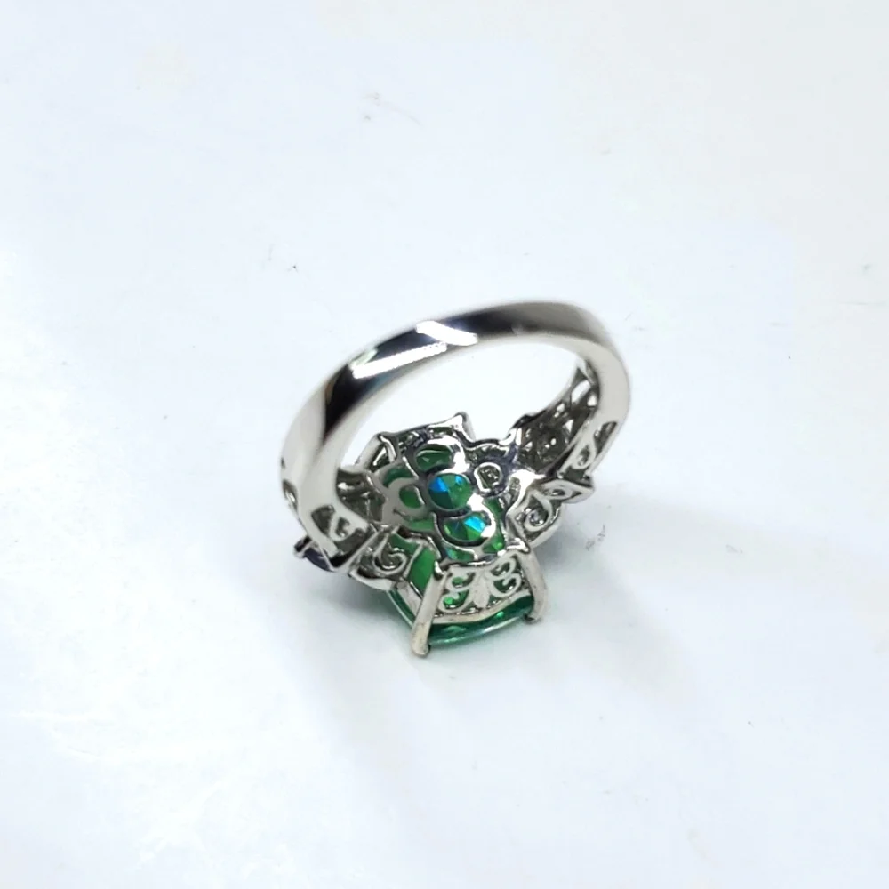 Peacock Triplet Quartz Butterfly Tanzanite Ring Platinum Sterling Silver